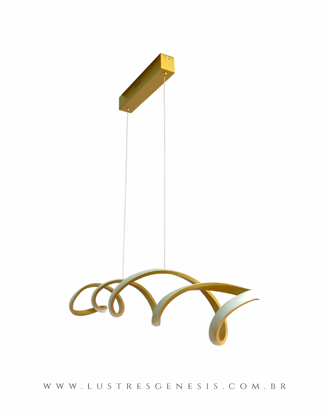 Lustre pendente de LED moderno DNA dourado para sala de jantar, quartos, sala de estar e escritórios. Lustres Gênesis loja online de Lustres e Iluminação Decorativa